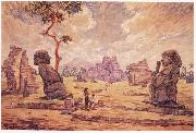 unknow artist Oil painting. Temple ruins in Candi Sewu France oil painting artist